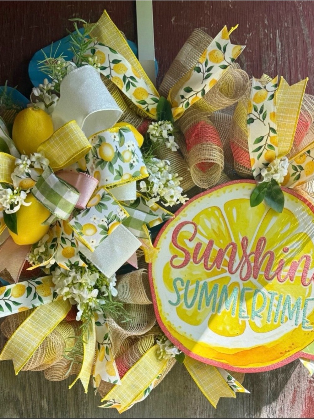 Sunny Lemon Wreath - Yellow Summer Door Décor